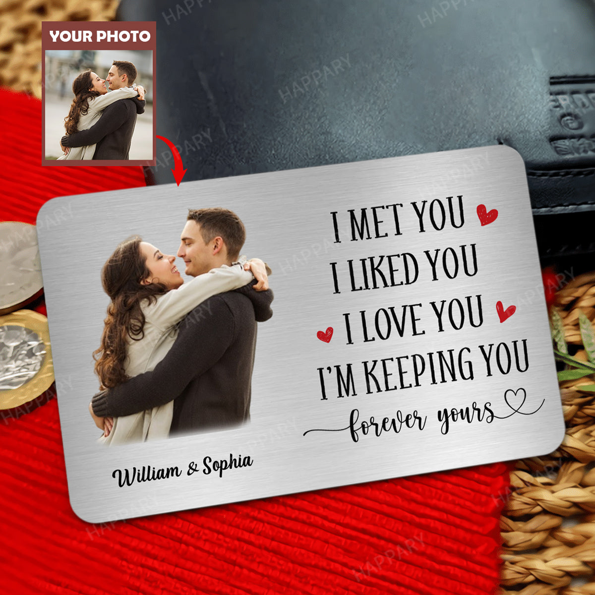 Custom Photo Personalized Couple Aluminum Wallet Card - The Day I Met ...