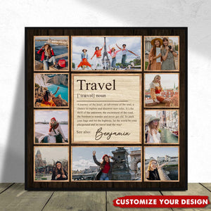 Personalized Travel Definition Canvas, Travel Adventures Photo Poster