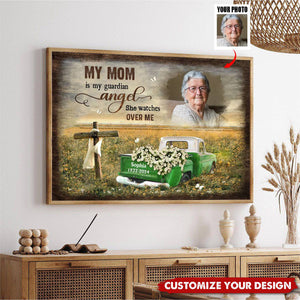 My Guardian Angel Cross And Flower Car Personalized Memorial Poster