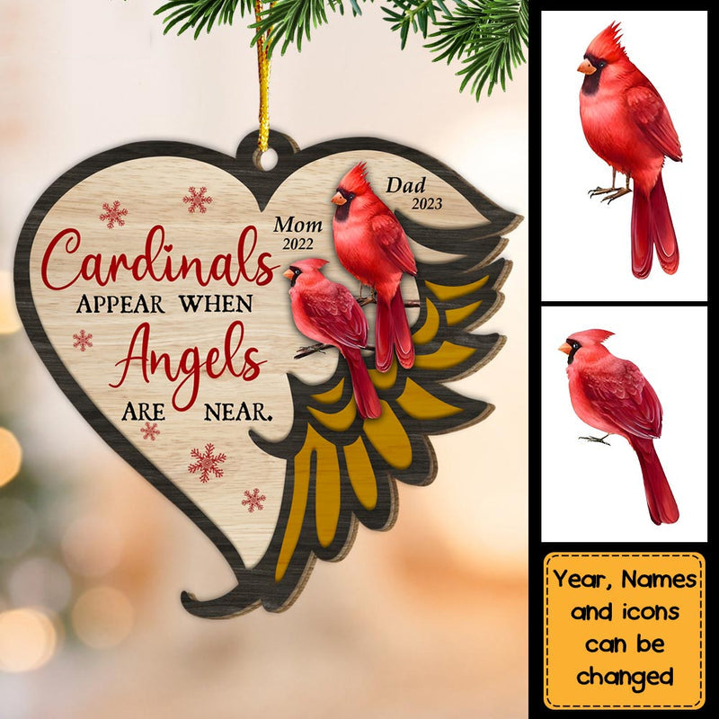 Personalized Cardinal Christmas Memorial Gift Angels Are Near Ornament