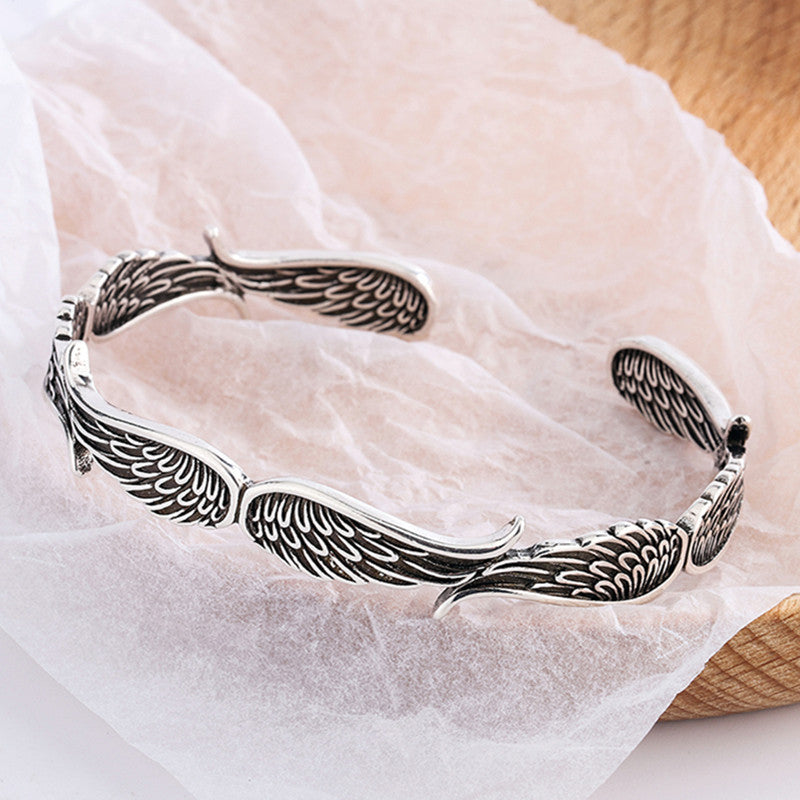 Korean Style Angel Wings Antique Silver Bangles Bracelet Personalized  Vintage Thai Silver Ornament For Womens Fashion From Skycityone, $3.93 |  DHgate.Com