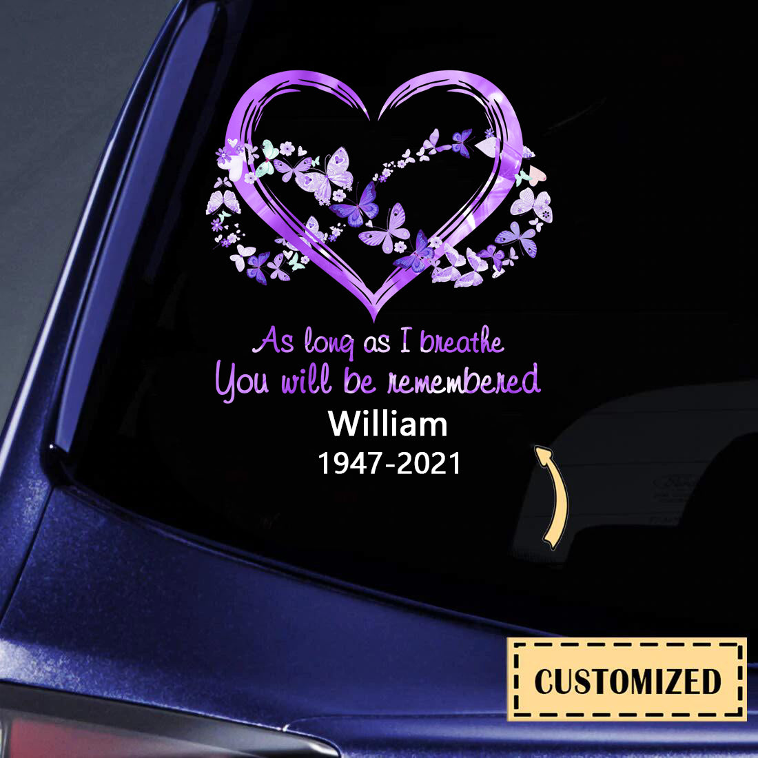 As Long As I Breathe Personalized Car Sticker