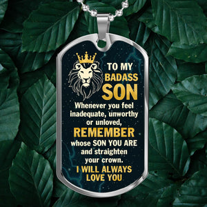 Lion To My Badass Son Dog Tag Necklace