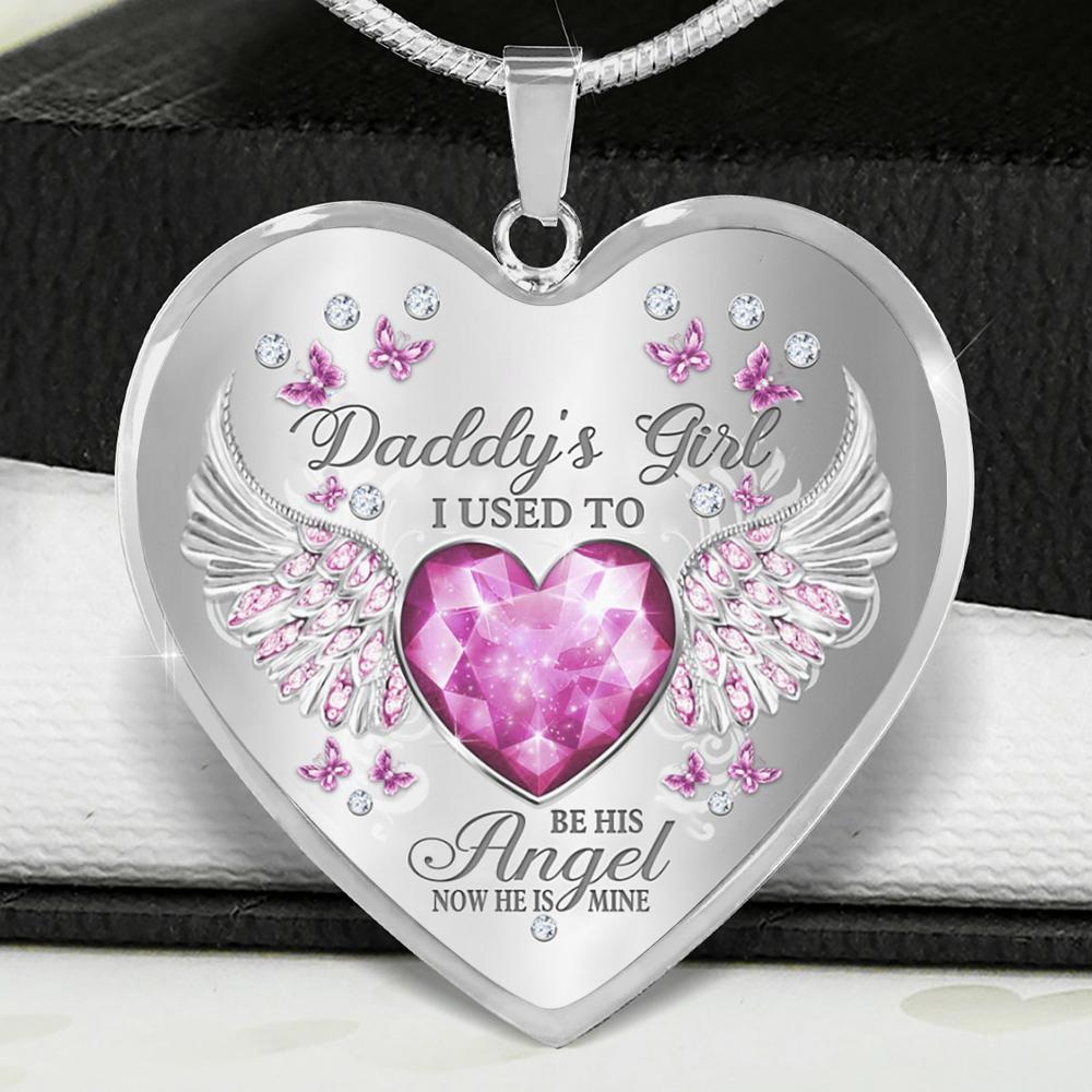 Daddy's Girl Heart Necklace I Love Daddy Handstamped Daughter's Necklace  Stainless Steel Personalized Necklace BC1CXX Christmas Gift Idea 