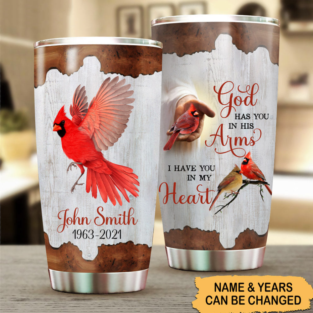 God Has You In His Arms Personalized Tumbler