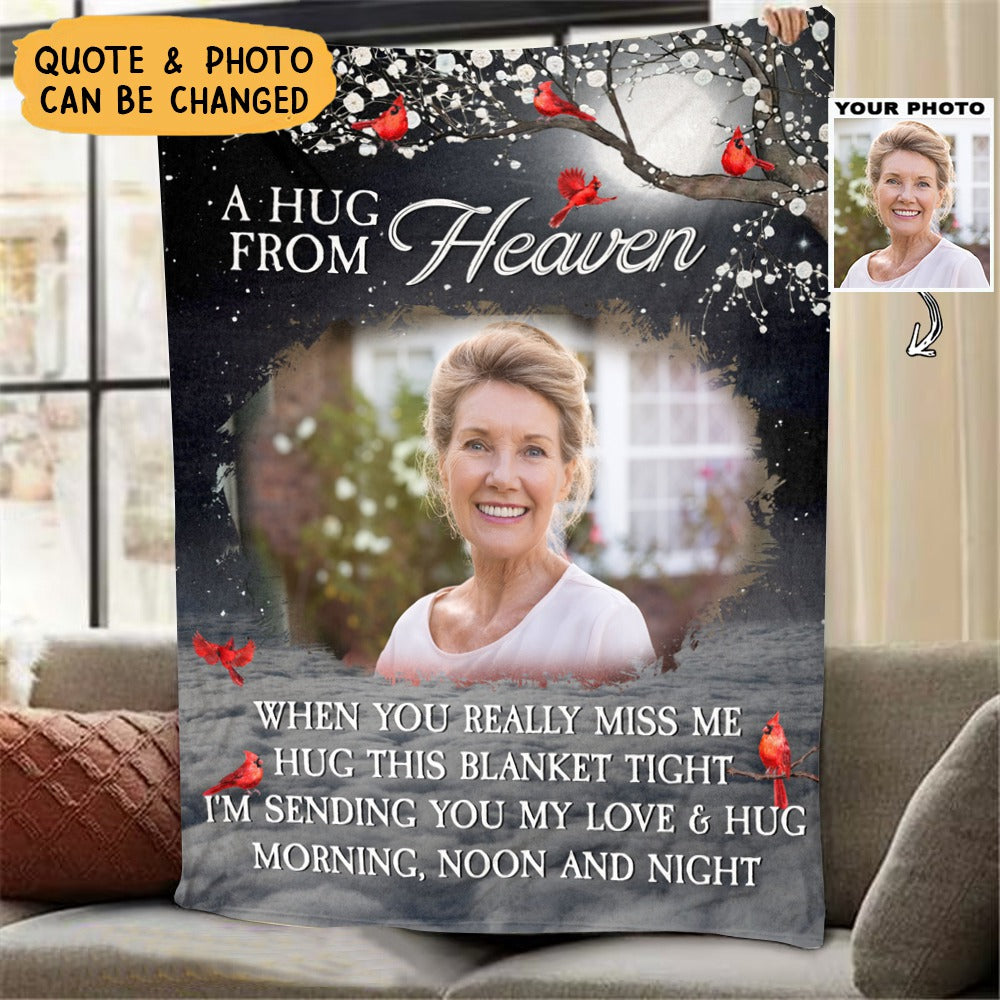 A Hug From Heaven - Personalized Photo Blanket - HAPPARY