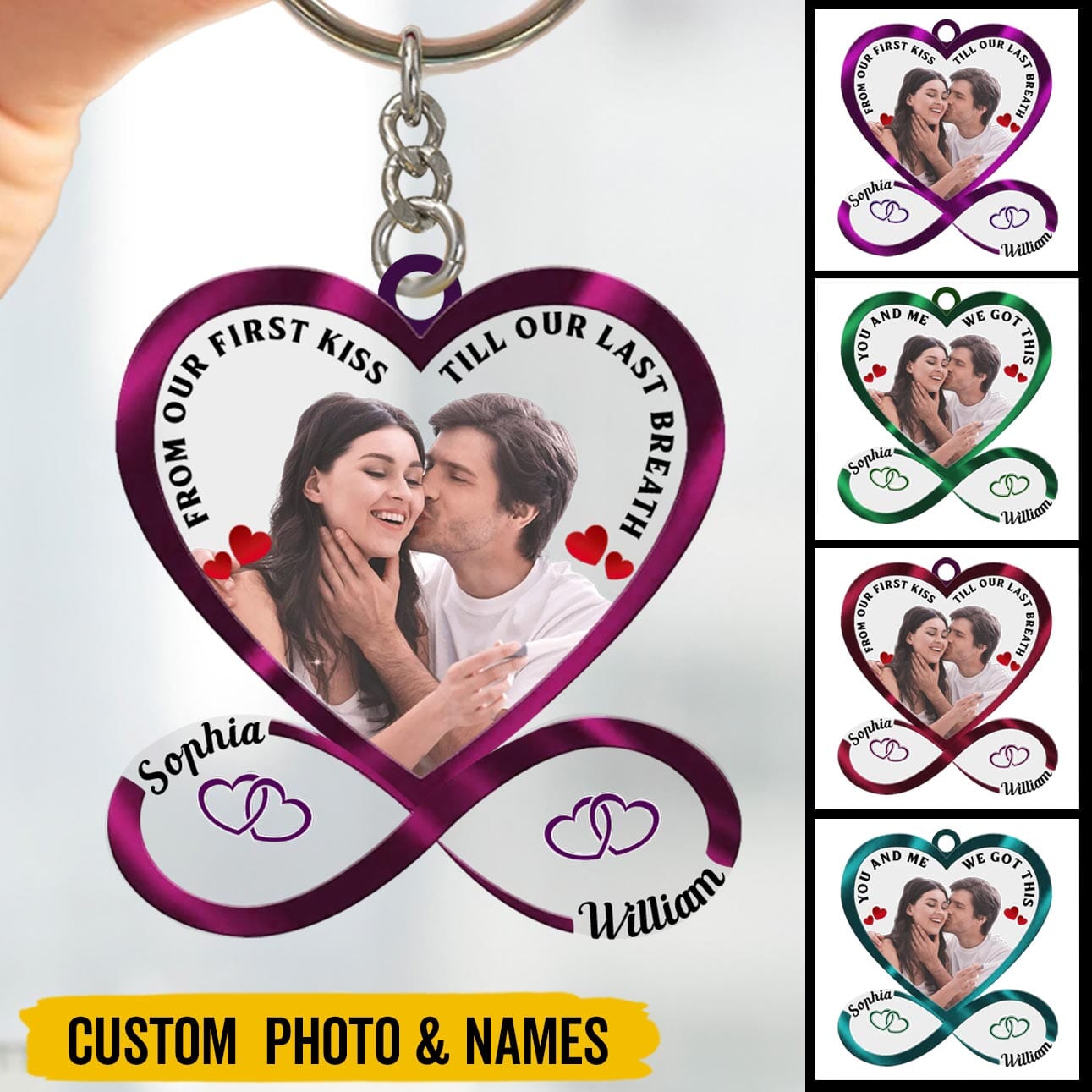 Infinity Heart Couple Custom Photo Personalized Acrylic Keychain