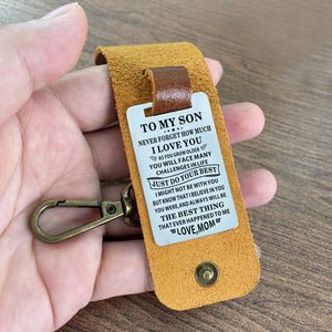 From Mom To My Son Leather Keyring