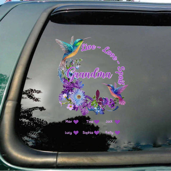 Grandma Nana Mom Hummingbird Personalized Car Stickers - HAPPARY