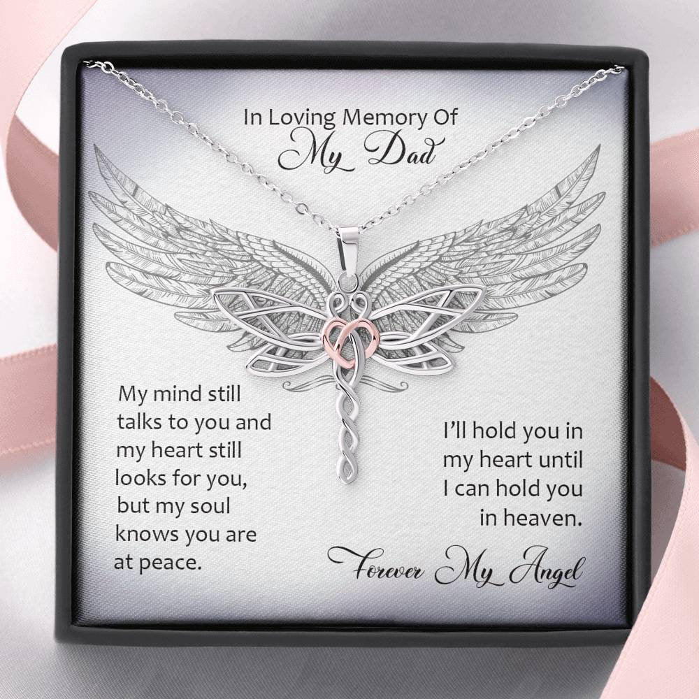 In Loving Memory Of My Dad Dragonfly Necklace | Condolence Gift