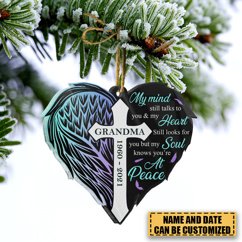 My Soul Knows You're At Peace - Memorial Gift - Personalized Custom Heart Acrylic Ornament