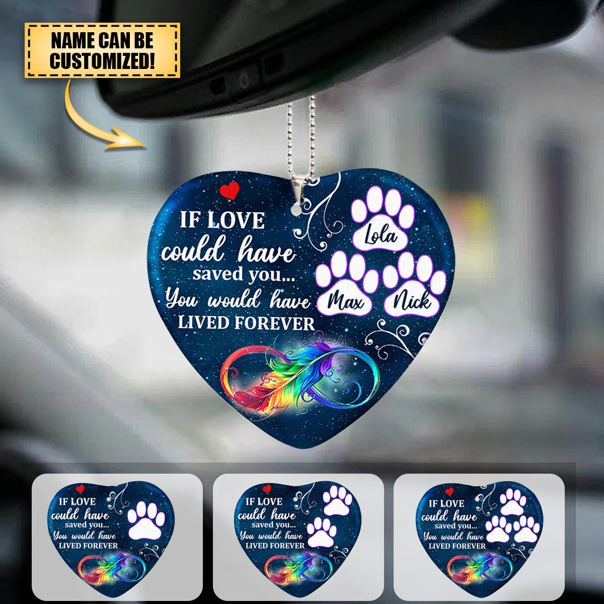 Dog Memorial Lived Forever Personalized Heart Ornament