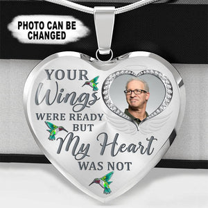 Hummingbird Your Wings Were Ready Personalized Heart Necklace