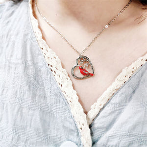 Cardinal Heart Pendant Necklace Gift for Loved One