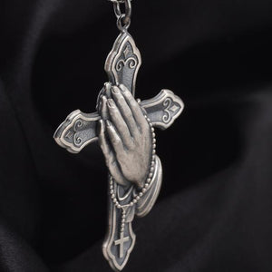 Jesus Cross Praying Hands Necklace