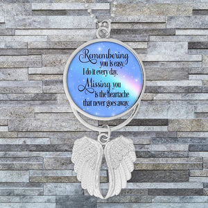 Remembering you is easy Angel Wings Car Charm