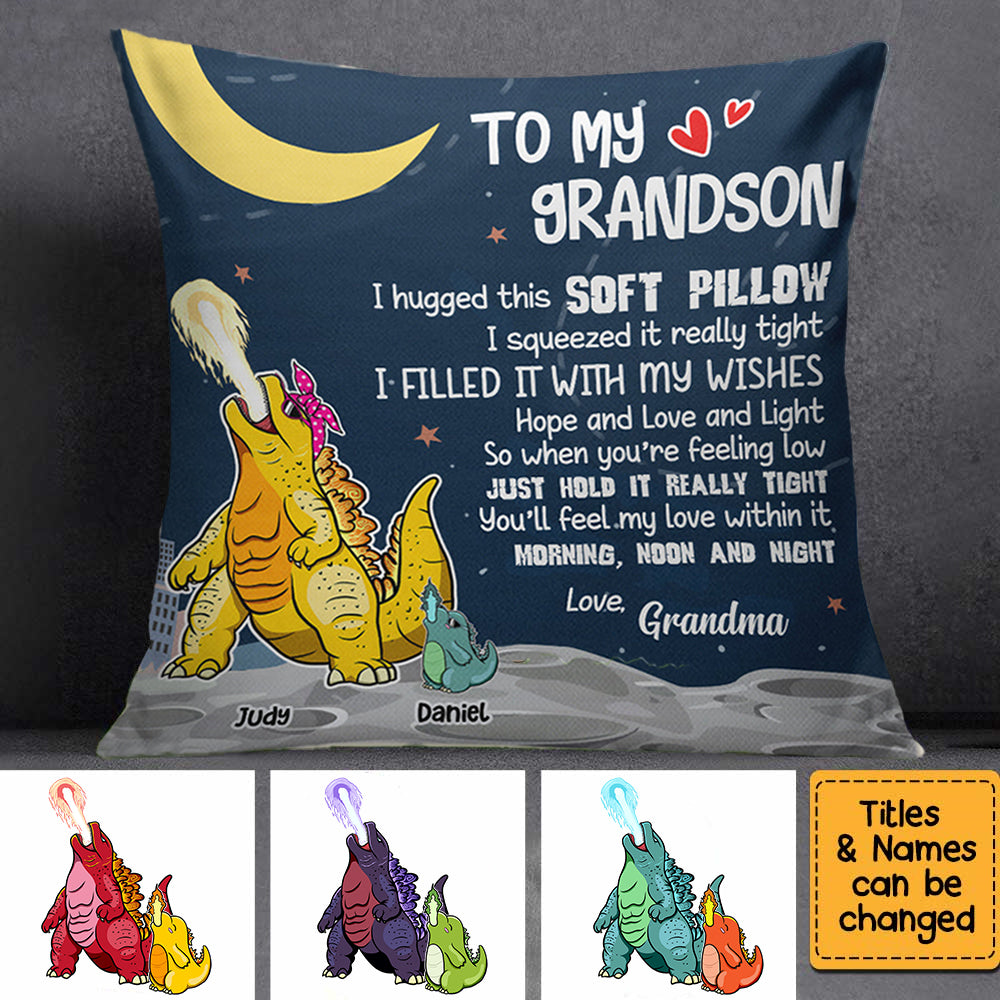 Mom Grandma Grandson Godzilla Personalized Pillowcase