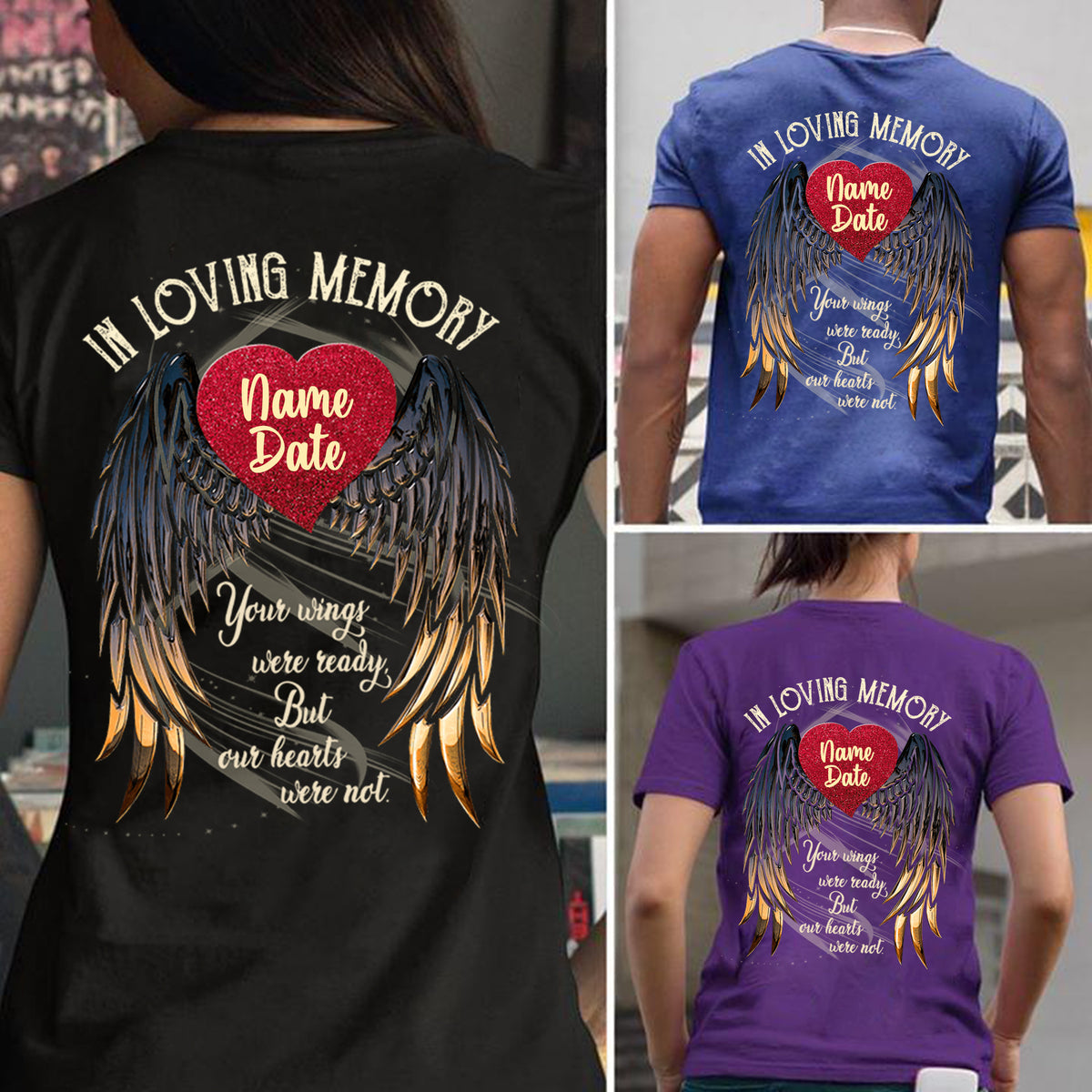 Personalized Angel Wings In Loving Memory T-shirt - HAPPARY