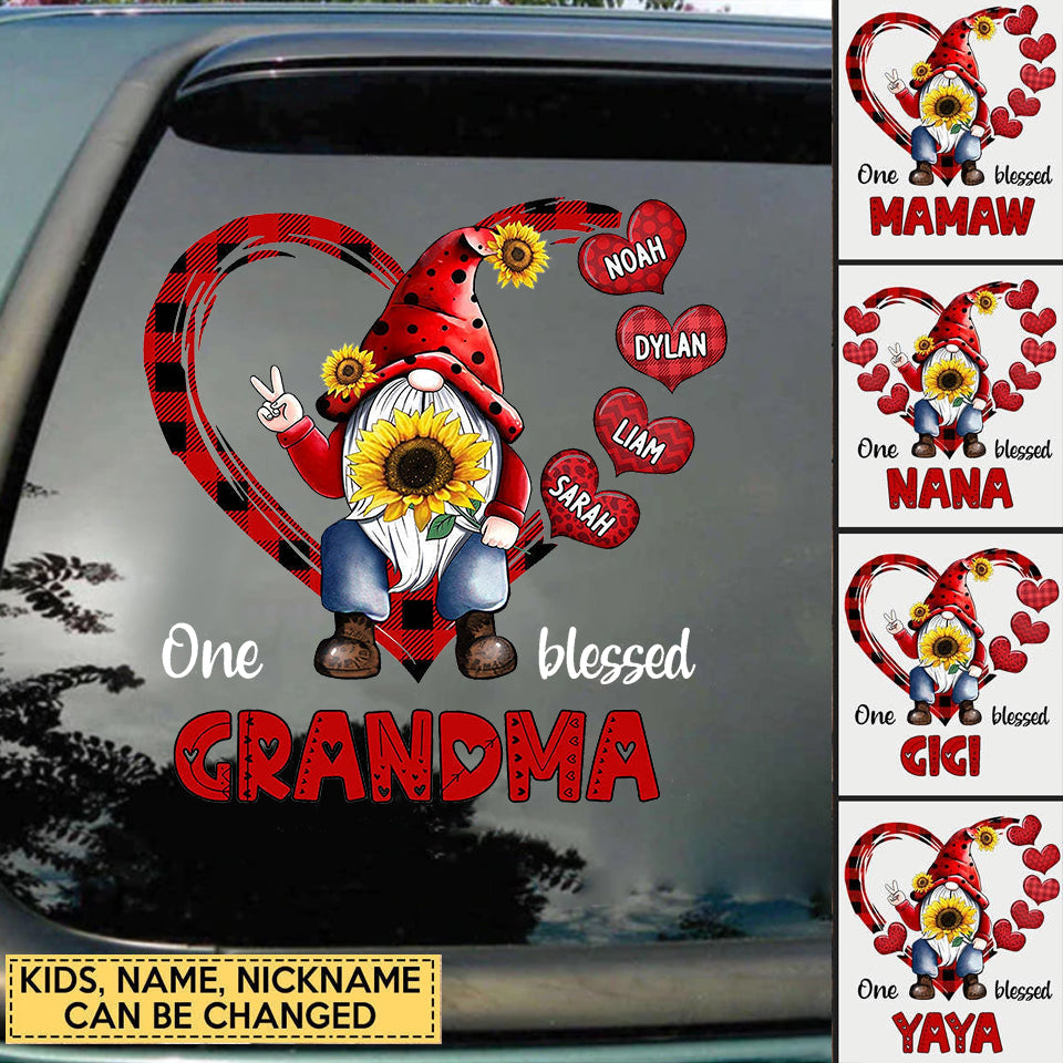 One Blessed Grandma Nana Mom Hearts Sunflower Lover Personalized Car Stickers