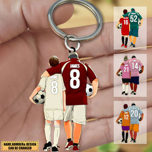 Personalized Soccer Player Gift For Dad, Son, Coach Acrylic Keychain