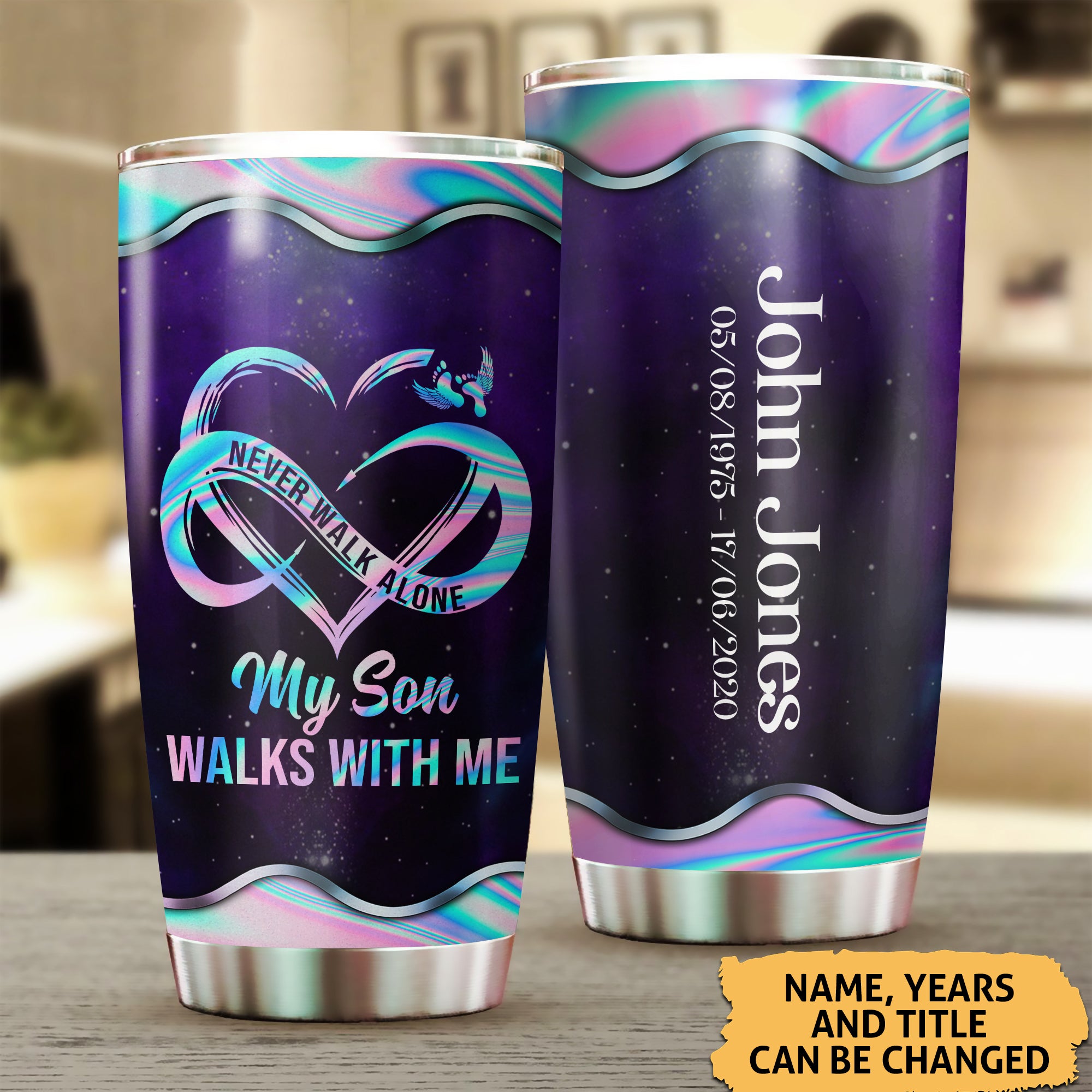 Never Walk Alone My Love Walks With Me Personalized Tumbler