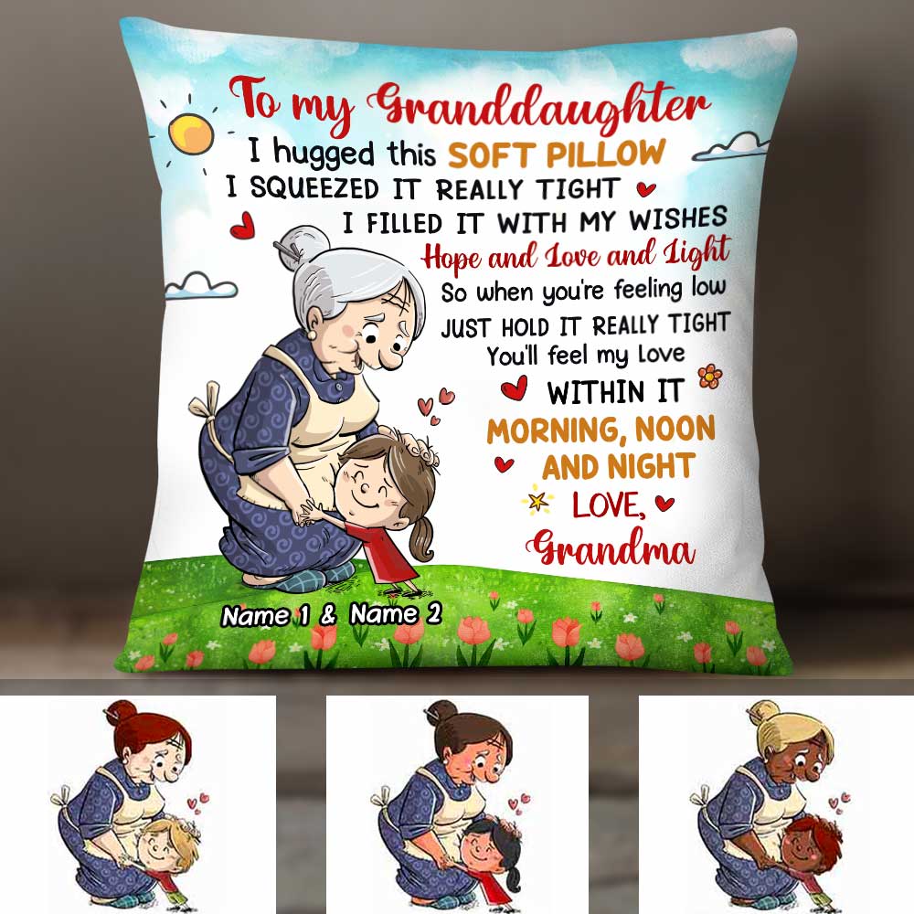 Grandma Granddaughter Grandson Hug This Personalized Pillowcase