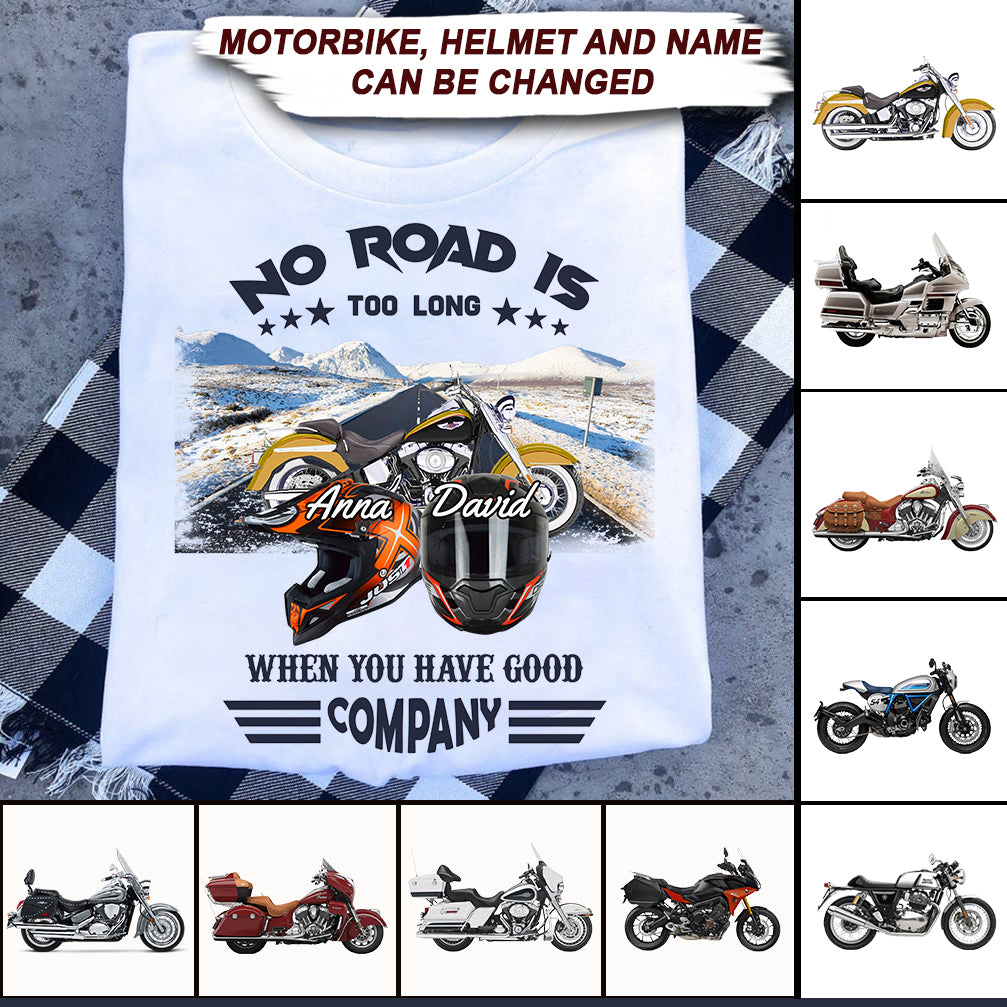 No Road Is Too Long Motorcycle Personalized T-shirt