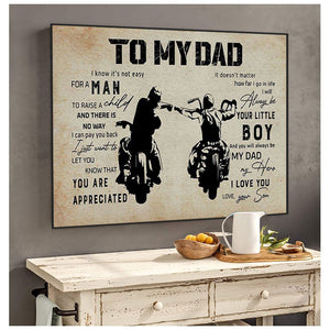 Personalized To My Dad Biker Horizontal Poster