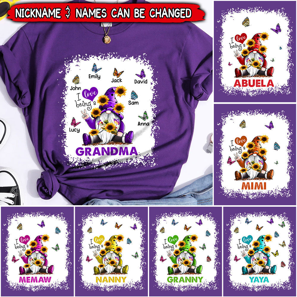 Colorful Grandma - Mom With Butterfly Kids, I Love Being A Nana Personalized T-shirt