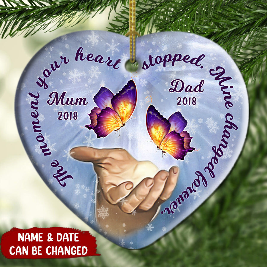 The Moment Your Heart Stopped, Mine Changed Forever Custom Memorial Acrylic Ornament