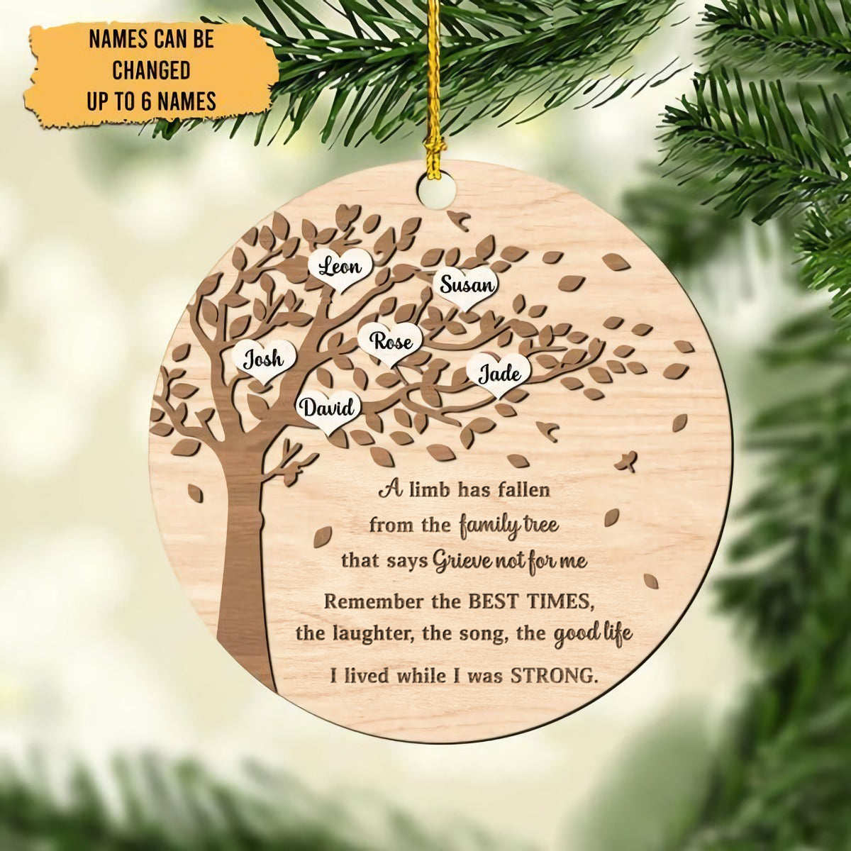 Personalized Wooden Family Tree Christmas Ornaments