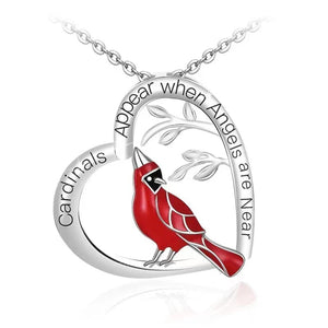 Cardinal Heart Pendant Necklace Gift for Loved One