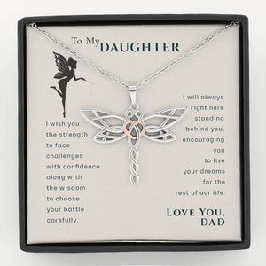 To My Daughter Live Your Dreams Dragonfly Necklace from Dad