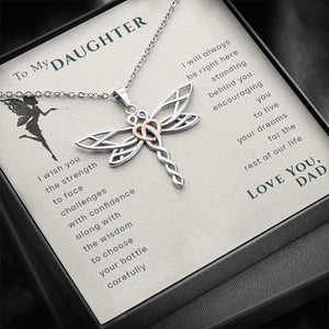 To My Daughter Live Your Dreams Dragonfly Necklace from Dad