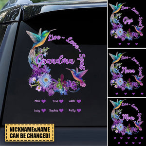 Grandma Nana Mom Hummingbird Personalized Car Stickers