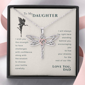 To My Daughter Live Your Dreams Dragonfly Necklace from Dad