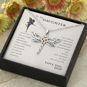 To My Daughter Live Your Dreams Dragonfly Necklace from Dad