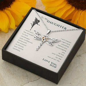 To My Daughter Live Your Dreams Dragonfly Necklace from Dad