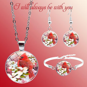 Cardinal Memorial Flower Necklace Set